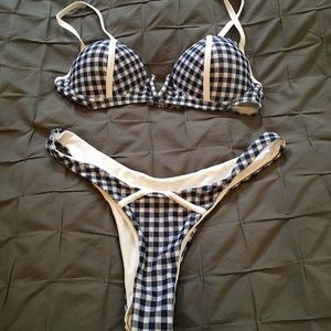 Checkered Bra Top Bikini